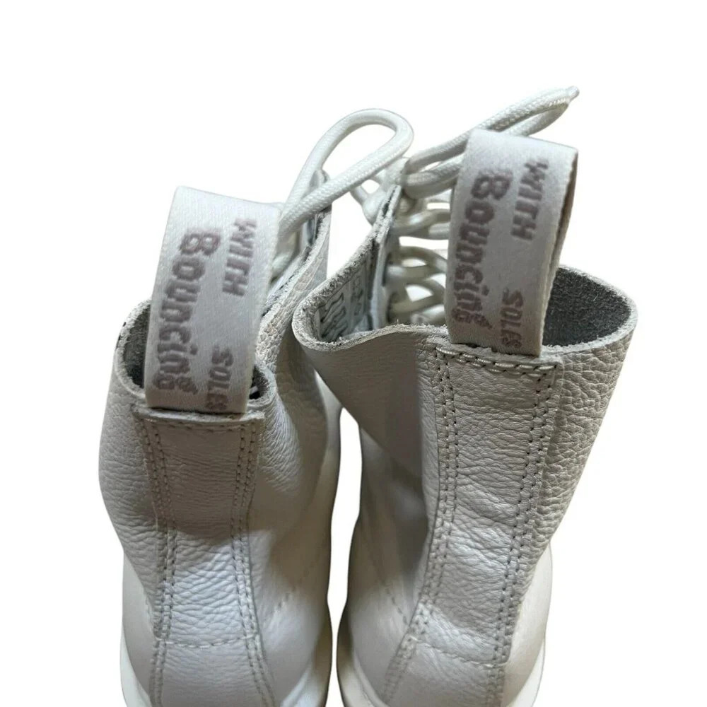 Dr. Martens 1460 Pascal Mono Lace Up Boots Womens Size 5 White Leather Combat - Picture 5 of 12